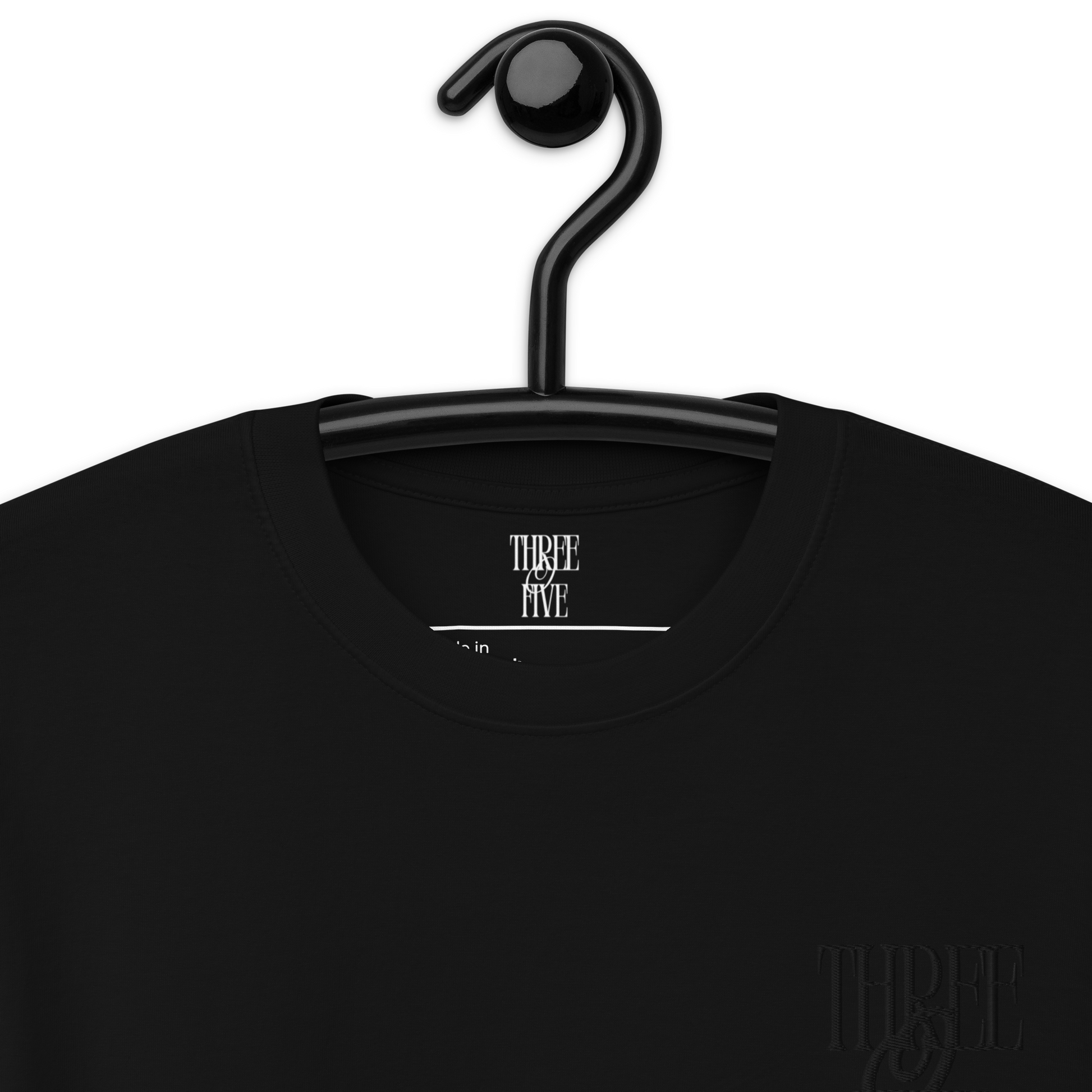 Black Tee Heavyweight Embroidered - Three O Five